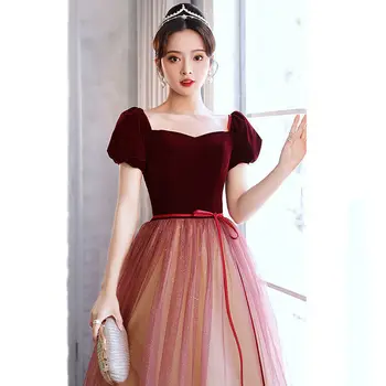 Елегантна бордовое рокля за бала, блестяща мозайка-секси дълга рокля от тюл, дамски официални рокли дантела, Vestidos